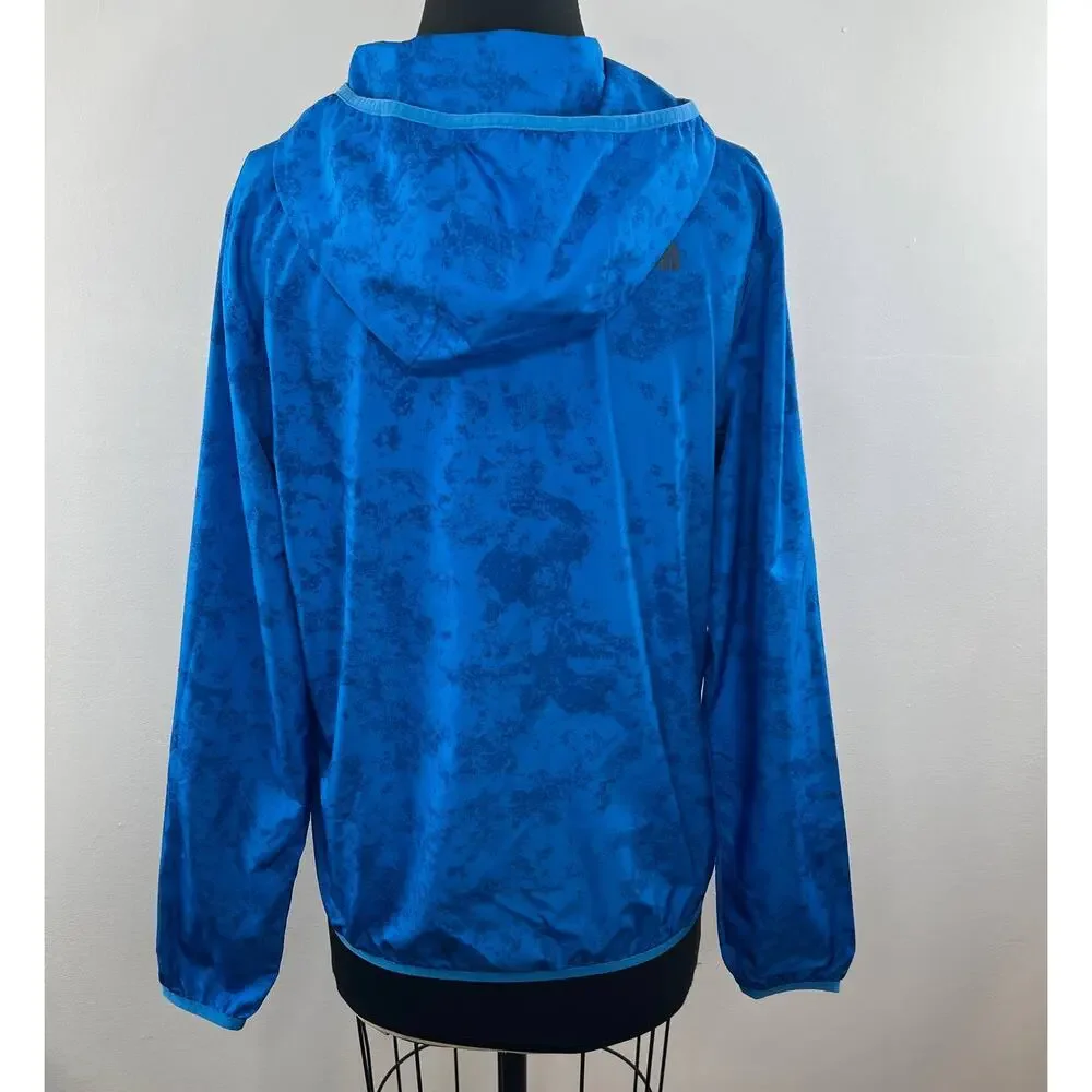 THE NORTH FACE Lightweight Nylon Windbreaker Blue Print Men's Hooded Jacket S